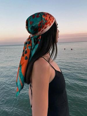 Fashion Square Silk Scarf Women Luxury Brand Satin Print Hijab Scarves Pareo Bandana Female Shawl Wrap Headband Foulard 90*90cm