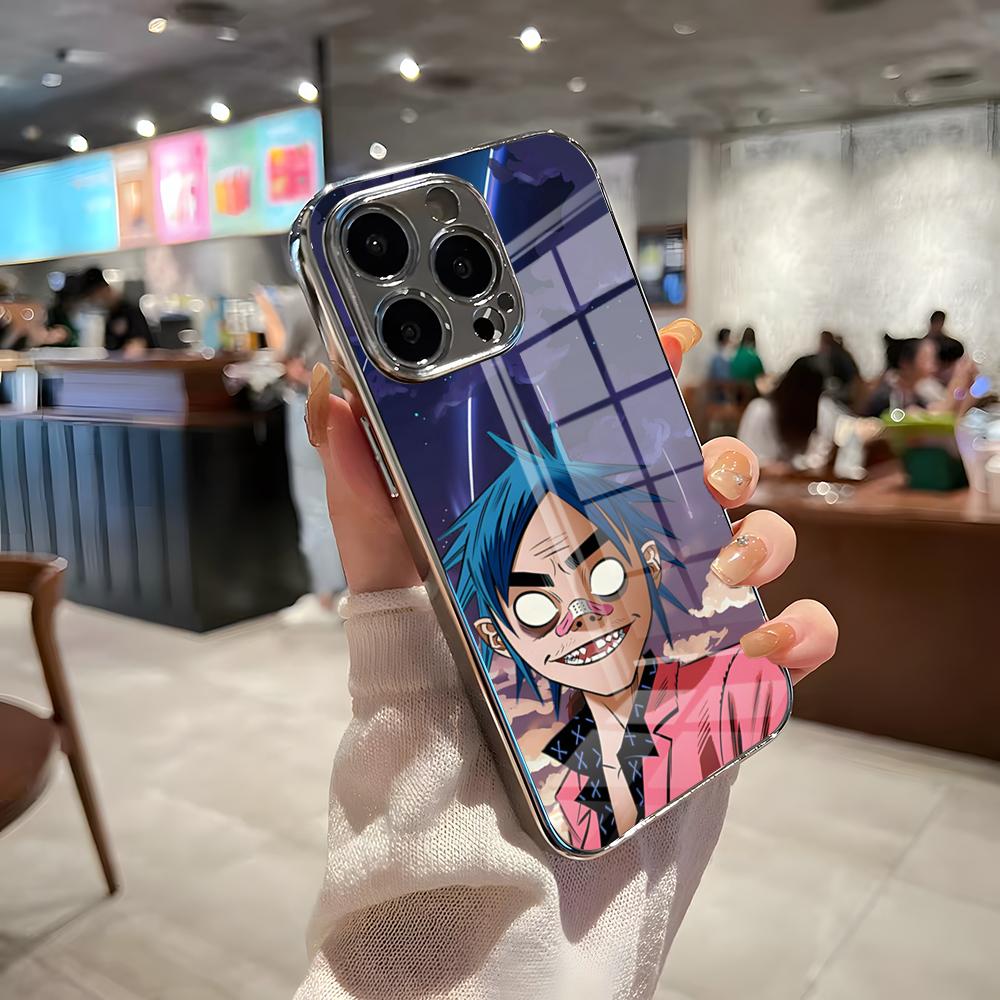 Gorillaz Band Anime Phone Case For IPhone 17 Pro Max 15 Pro 16 14 Plus 12 13 Mini 11 Pro Shockproof Electroplated Glass Cover