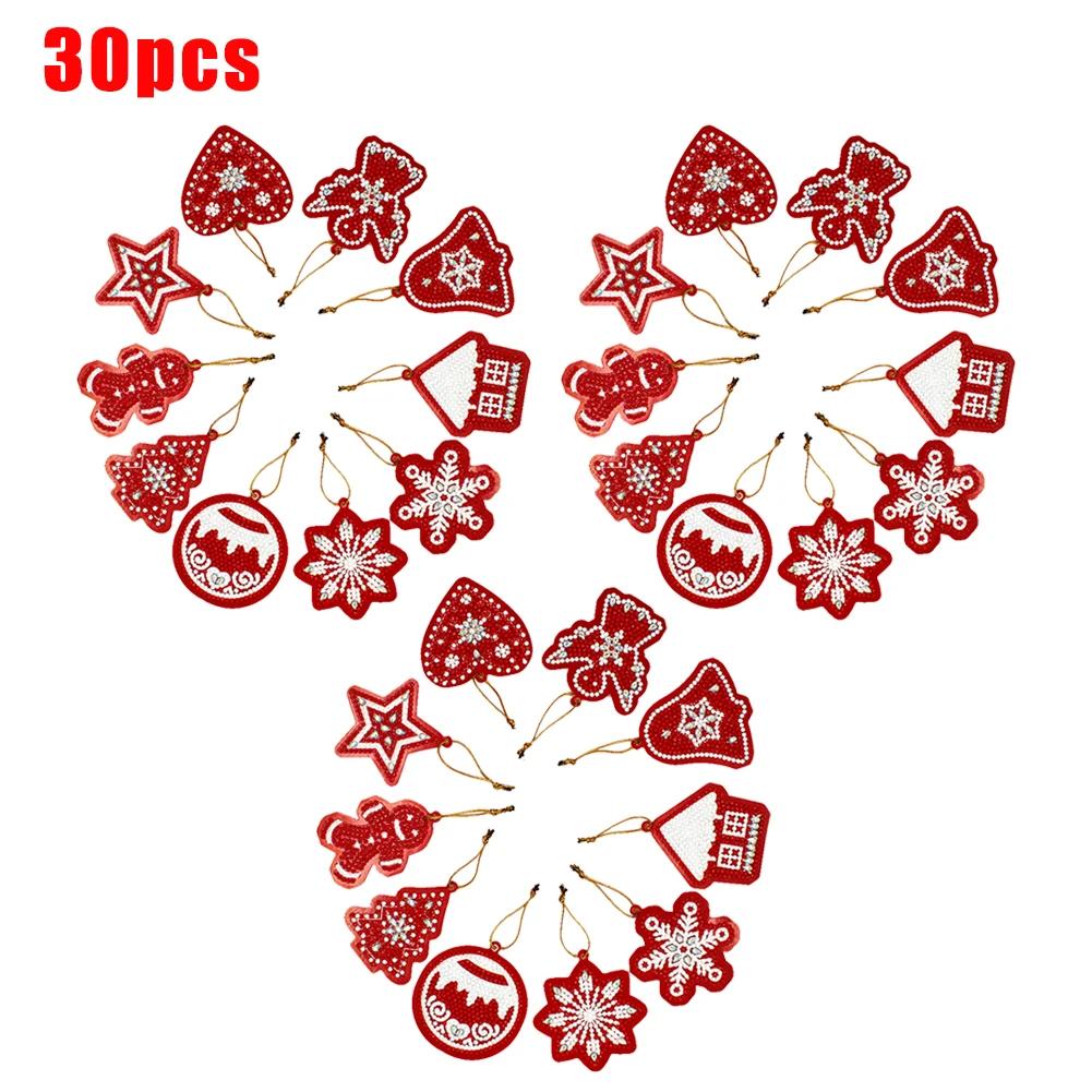 10/20/30pcs DIY Full Drills Diamond Painting Christmas Tree Pendant Hanging Ornament Christmas Decoration Natal Navided
