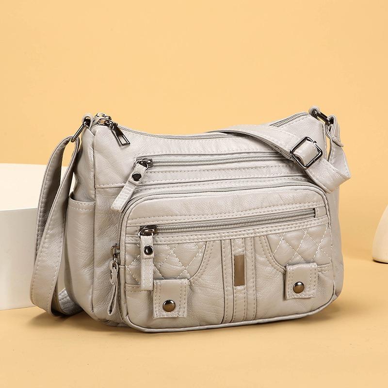 Yumuşak Deri Dokulu Çok Katmanlı Askılı Çanta Basit Zarif, Moda Günlük ve Hafif Anne Çantası