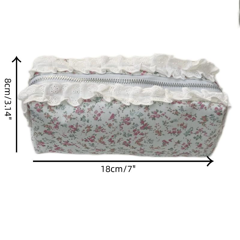 High Quality Lace Floral Pattern Pen Bag Zipper Design Large Capacity Pencil Case Stationery Organizer School Office