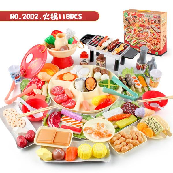 Children'S Play House Kitchen Toys Hot Pot Skewers Bbq Set Small Hot Pot Skewers Ingredients Meals Kitchenware Color Box