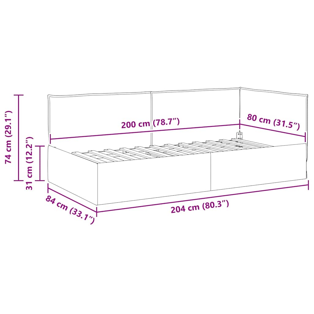 Corner Bed Frame with Headboard Dark Green 80 X 200 Cm Fabric