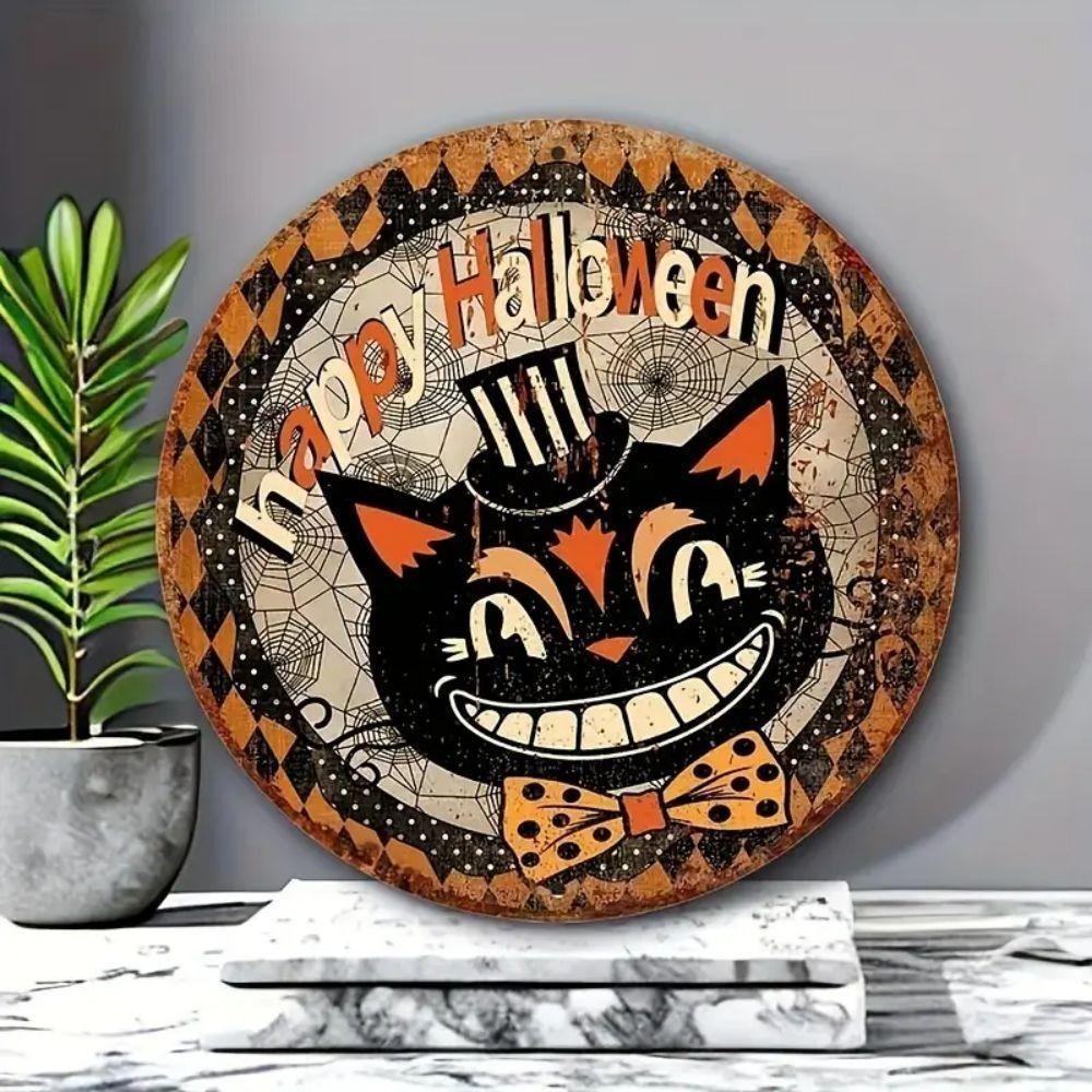 Vintage Halloween Wreath Logo Retro Hanging Pendant Pumpkin Head Art Decoration  Bar