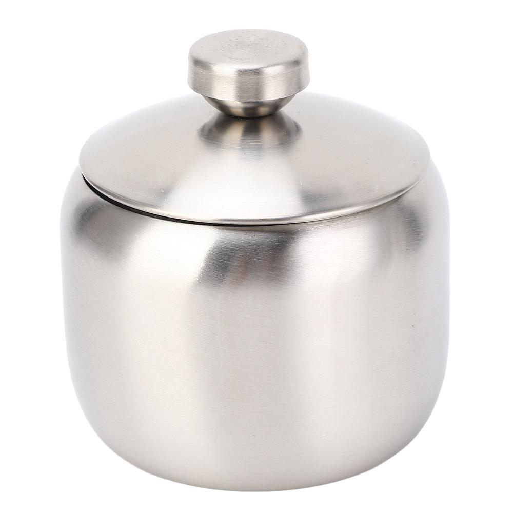 Stainless Steel Condiment Pot with Lid Spice Container Sugar Bowl  Salt/Peppers/Coffee