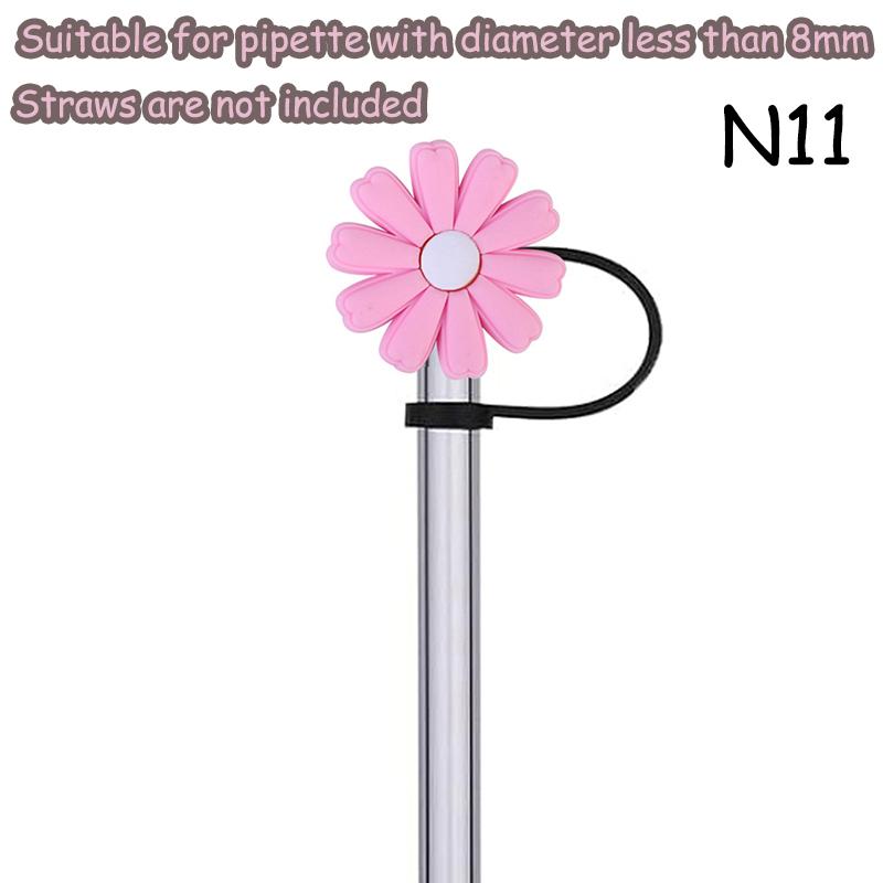 

8 мм макарон маленький цветок соломенная крышка пылезащитный чехол силиконовое уплотнение многоразовый соломенный чехол с рисунком as the picture