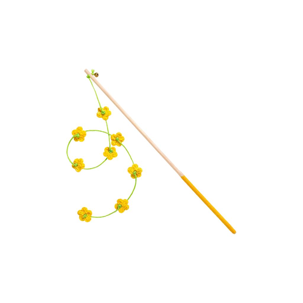 Long Wooden Handle Cats Teaser Wand With Bell - Interactive Chew-Resistant Cats Toy For Kittens & Adult Cats