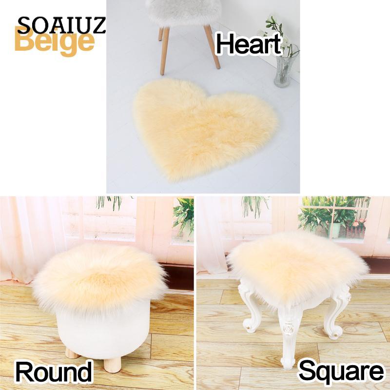 30CM Small Soft Faux Fur Rugs Polygonal Carpets For Bedroom Living Room Floor Shaggy Silky Plush Carpet Home Decor