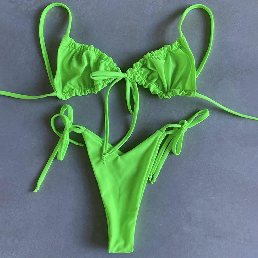 Women's Swimwear Solid Colour Bikini Strappy Swimsuit Split Swimsuit Set