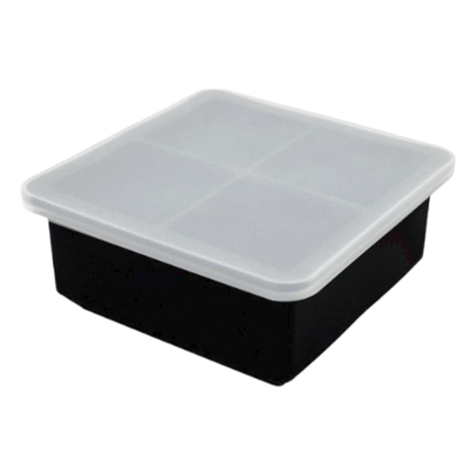 Square Ice Mold Tray With Lid, Silicone Ice Mold, Whiskey Square Ice Mold, Stackable With Lid, Easy To Release (Black). One Size