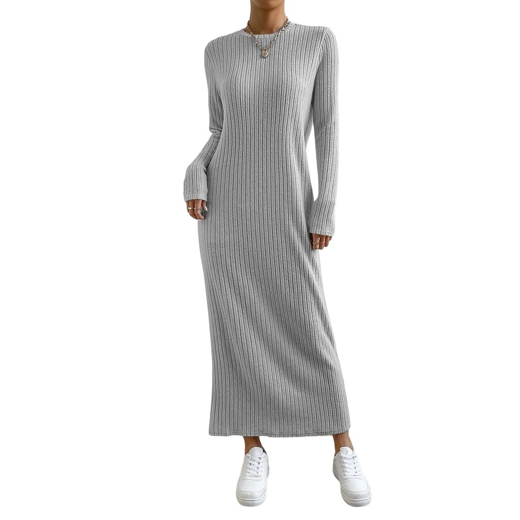 Women's Long Sleeve Dress Fall Casual T Shirt Loose Fit Pleated Front Dresses With Pockets