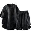 Men's Patchwork Top, Drawstring Design, Comfortable Two-piece Trousers Set