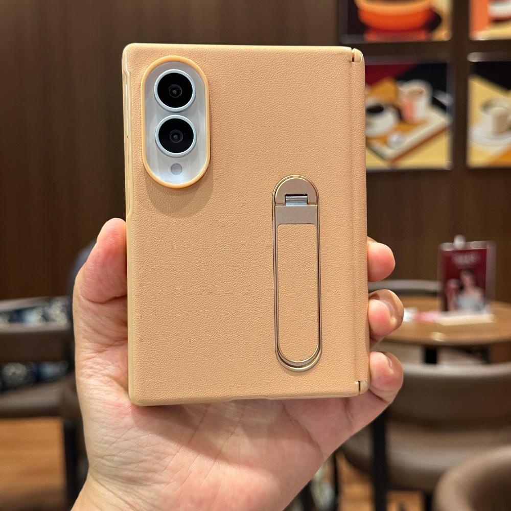 Matte Leather Fold Stand Holder Phone Case For Samsung Galaxy ZFold 8 Hinge Tempered Glass Screen Protector Shockproof Cover