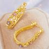 Huajie Three Colors Women's Colorful Zircon Floral Shape Hollow Design Hoop Earrings Delicate Elegant Female Ear  Tide