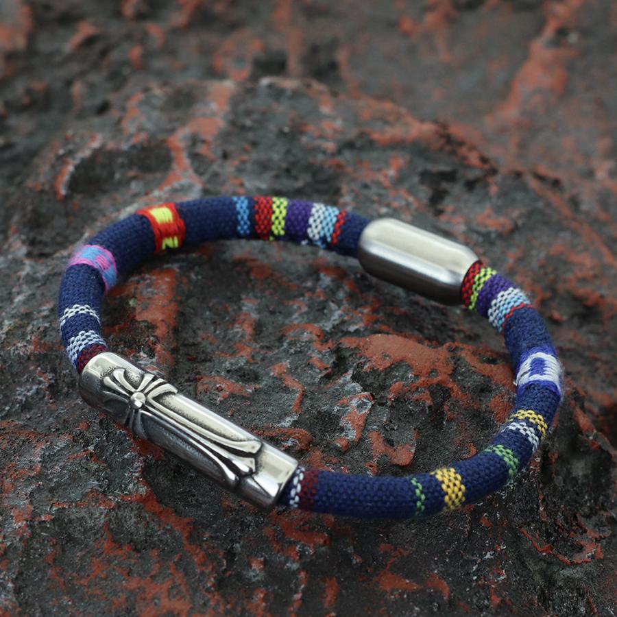 Brățară Cruce Gotică Brodată Față-Verso Stil Boho Etnic Multicolor Frânghie din Pânză Curcubeu Bijuterii Prietenie pentru Bărbați Femei