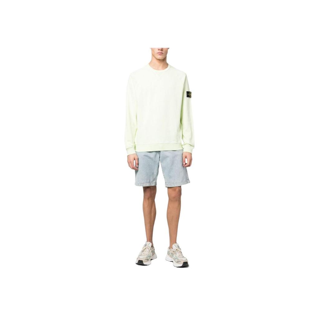 STONE ISLAND Ss23 Solid Color Label Crewneck Sweatshirt Men Sweatshirt Light-Green 781566360-V0152