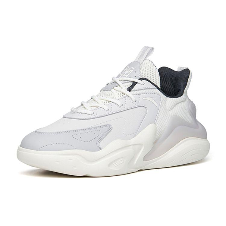 Anta Tide Worship 3.0 Leather Comfortable Low-Top Sports Casual Shoes Men Sneakers Gray White 112238840-7