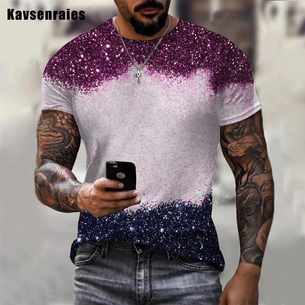 Men Women Colorful Glitter 3D Printed Men T-shirt Summer Fashion Casual Oversize Short Sleeve Street Style Tops