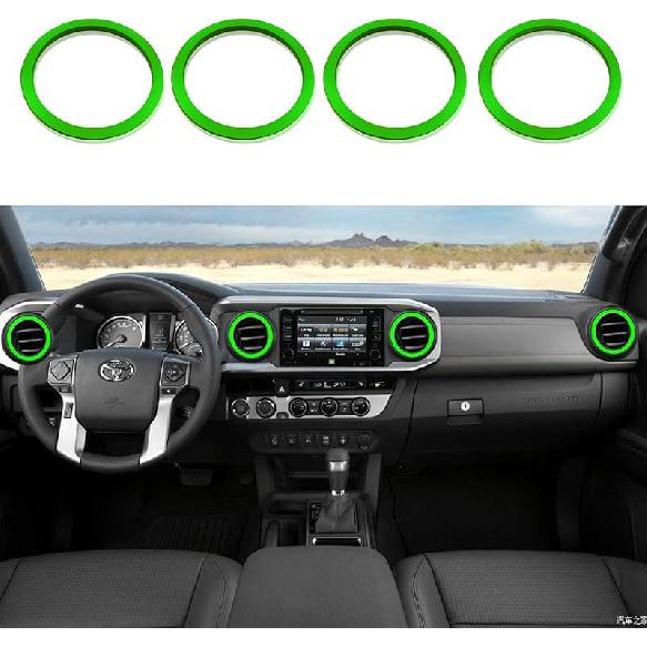 A/C Vent Ring Outer Cover Air Conditioning Outlet Trim Decoration Accessories for Toyota Tacoma 2016-2022 4pcs (Black)