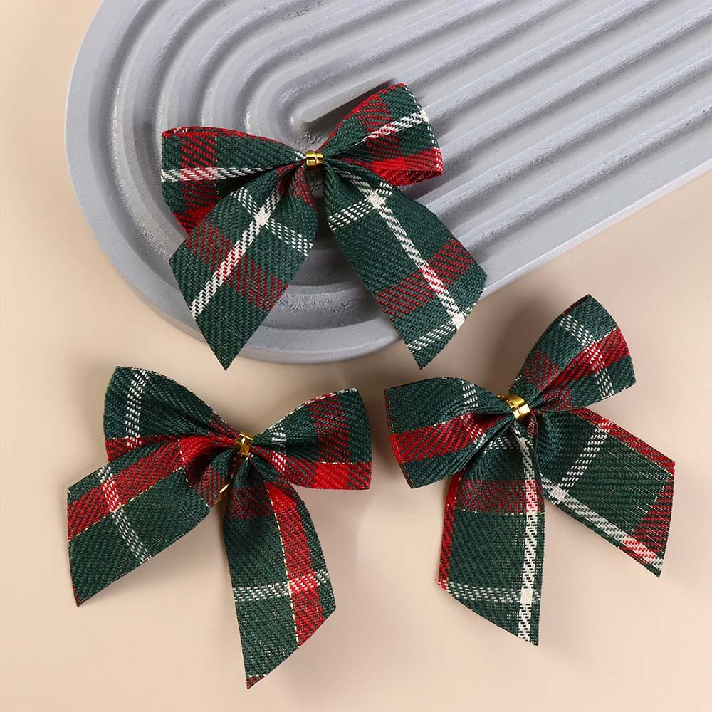 10Pcs/set Cloth Christmas Plaid Bow Plaid Bow Various Style Xmas Tree Pendant Soft Cute Christmas Garland Accessories Christmas