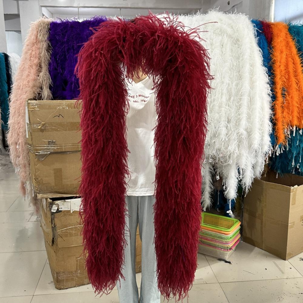 DIY 1 3 6 10 20Ply Natural Ostrich Feathers Boa 2 Meter Fluffy Ostrich feather Shawl for Wedding Party Dress Sewing Decoration Scarf
