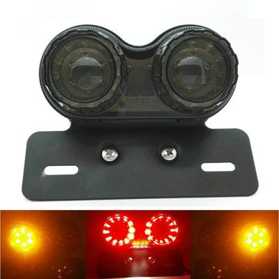 ONGMEIL Tail Light Brake Lamp Black Lens Cat Eye Custom License Plate Holder Rear