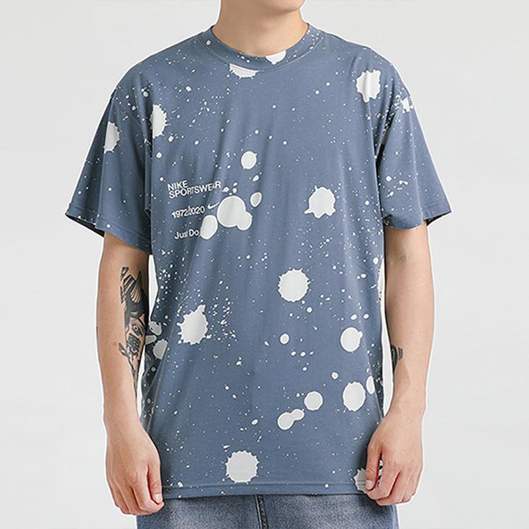 Nike Sportswear Splatter Ink Print T-Shirt Men Tops Ozone-Blue CW0381-031
