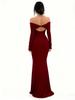 2026 Women's Solid Color Fashionable Long Sleeve Maxi Dress - New Summer Arrival