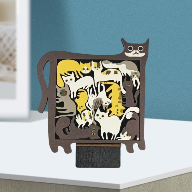 Educational Wooden Cats Puzzle Toy Table Game for Children Enhancing Cognitive Skills and Creativity at Homes or School