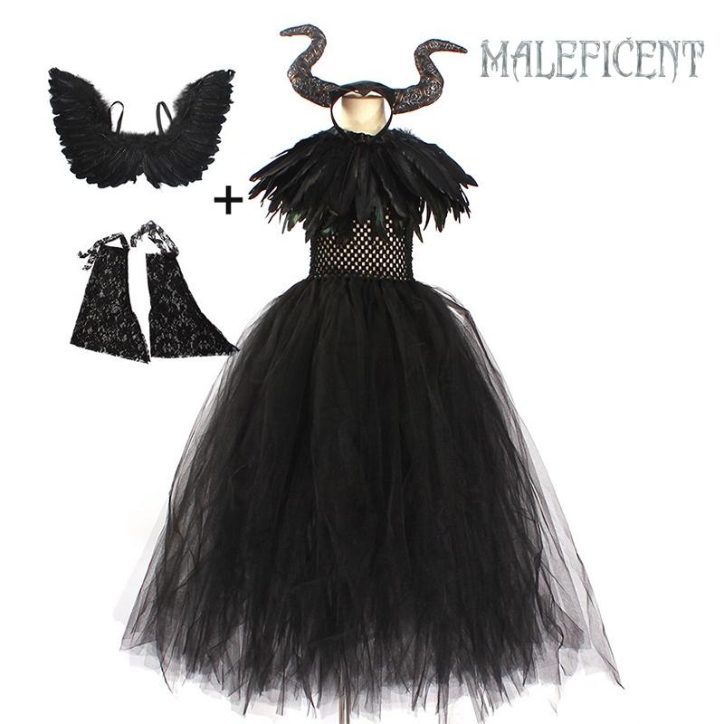 Maleficent Angelina Jolie Cosplay Kostuum Jurk Halloween Feest Outfit Voor Kinderen