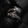 Vintage Double Headed Dragon Rings Adjustable Punk Style for Men Women Hip Hop Charm Accessories Trendy Gift