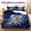 Space animals Pattern Bedding Quilt Set Quilt Cover Pillowcase Home Decoration Birthday Gift (1 * duvet cover + 2 * pillowcase, without core)
