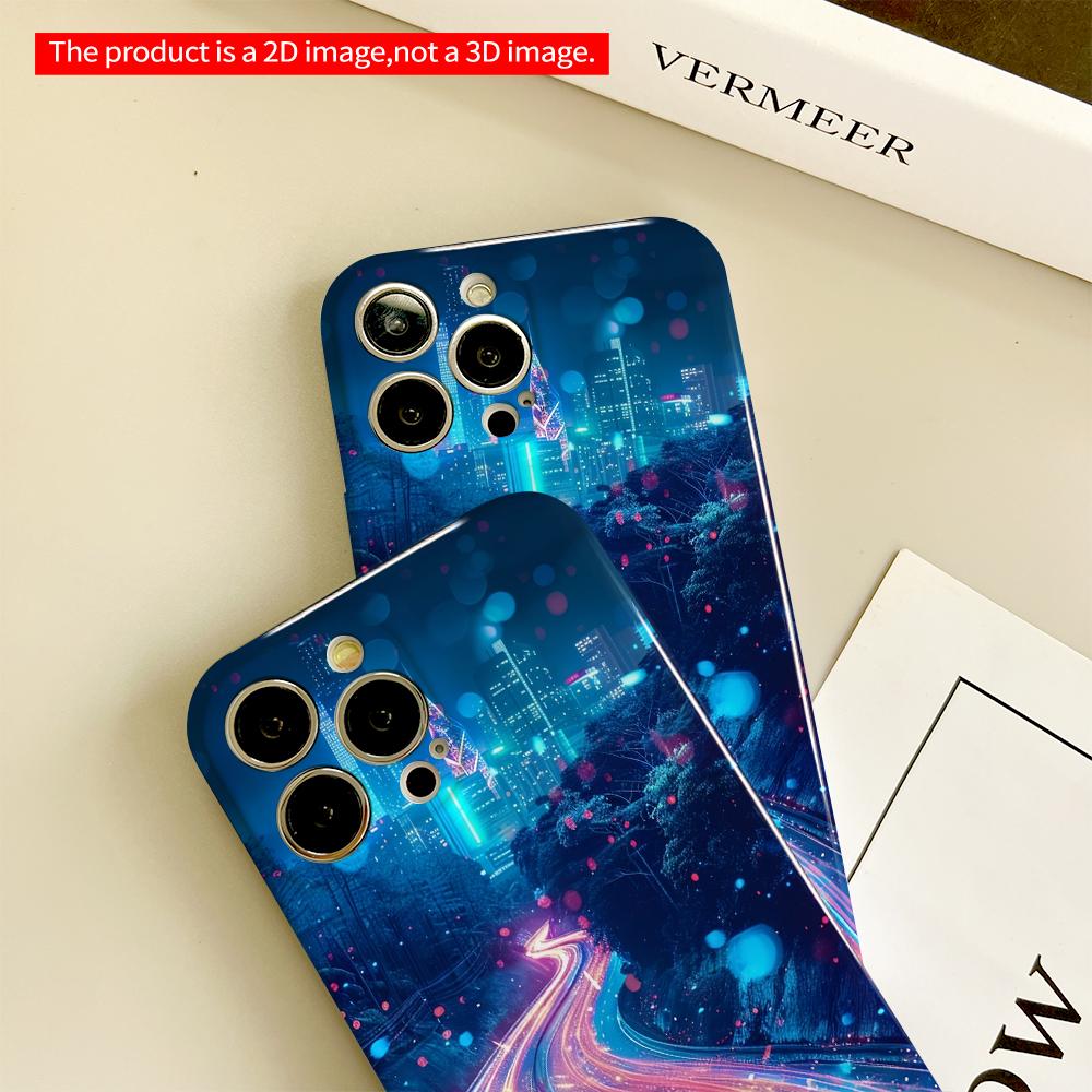 2DFlat Neon City Road Light Trails All Inclusive Film Hard Phone Case, Compatible with iPhone 18 Pro Max 17 16 15 14 13 12 11