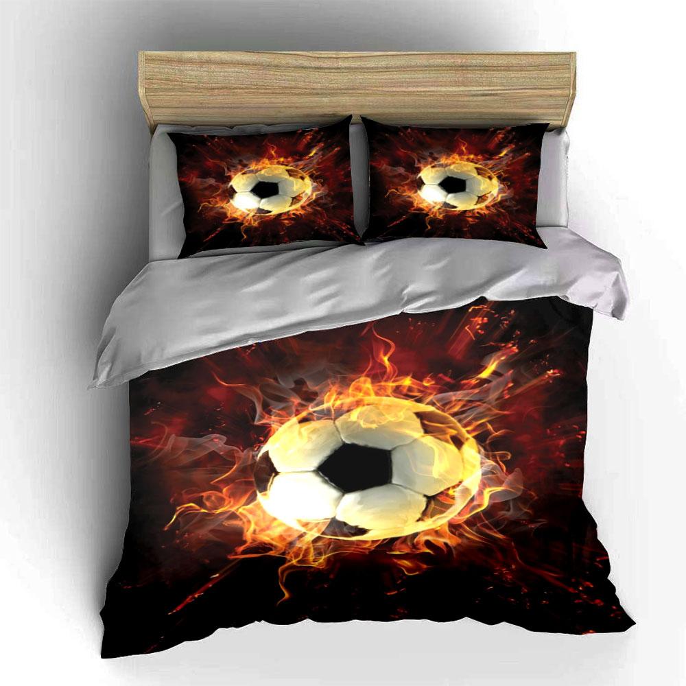 Flaming soccer ball design. Bedding sets Duvet cover sets Duvet covers Pillowcases(1 * Duvet Cover 2 * Pillowcases without duvet insert)