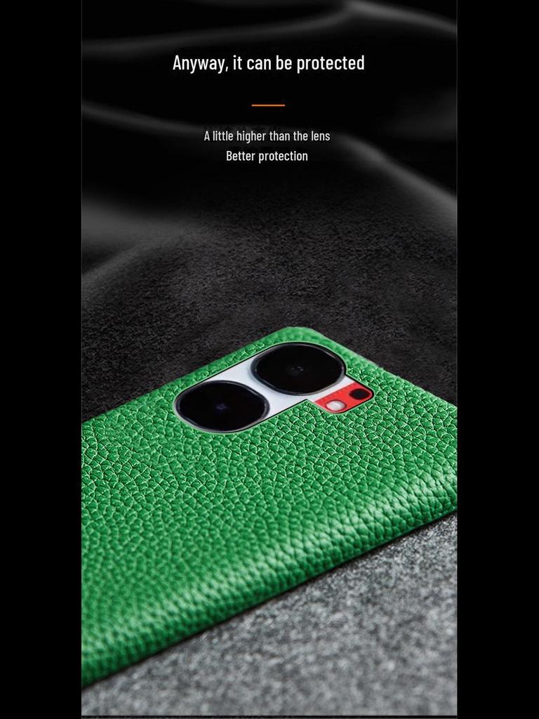 iQOO Neo9 & Neo9 Pro Genuine Leather Cowhide Lychee Pattern Half-Cover Case