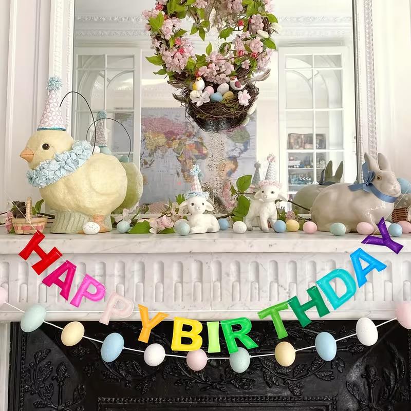 2.1Meters Colorful 3D Happy Birthday Banner for Kids Birthday Party Decoration Photo Props Boy Girl Birthday Felt Garland Flag