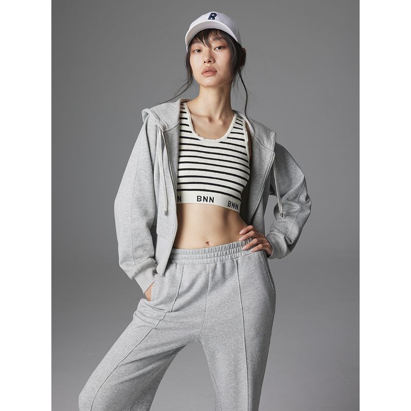 

Blacknini Yin Huafu/ Sweet Cool Girl Athflow Style Stretch All-Matching Slim Looking Tops (Two Colors) Stripes White XL