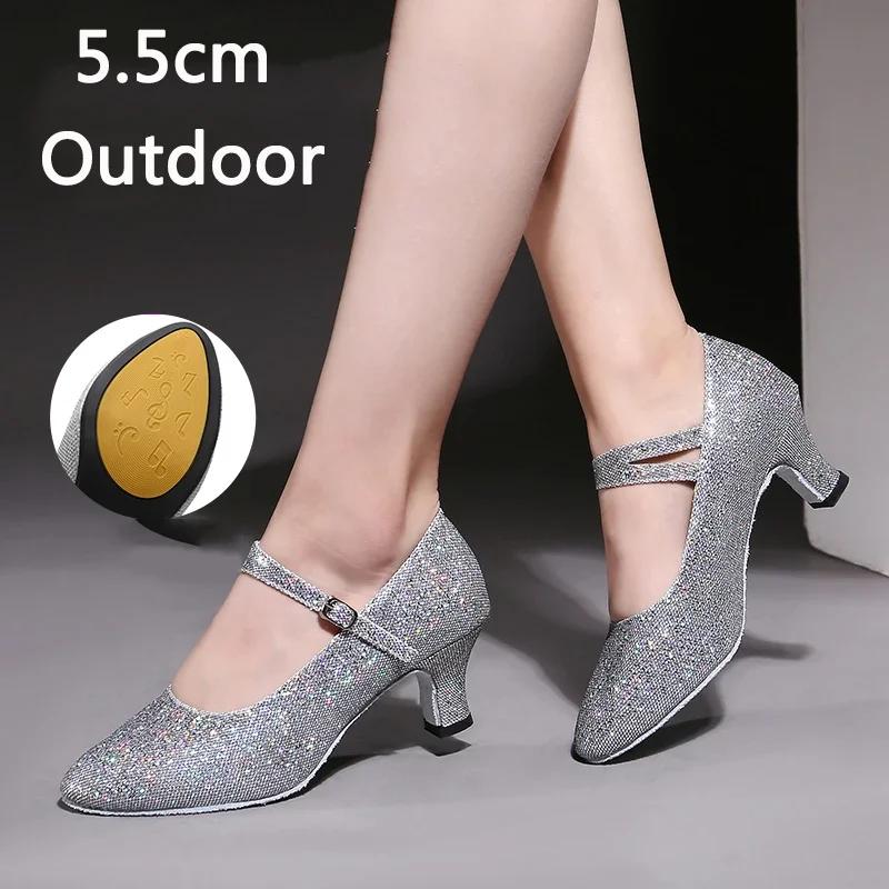 Tênis de Salão Sapatos de Dança Latina para Interior/Exterior Feminino Sola Macia Sapatos de Dança Dedos Fechados para Dança Moderna Jazz Tango