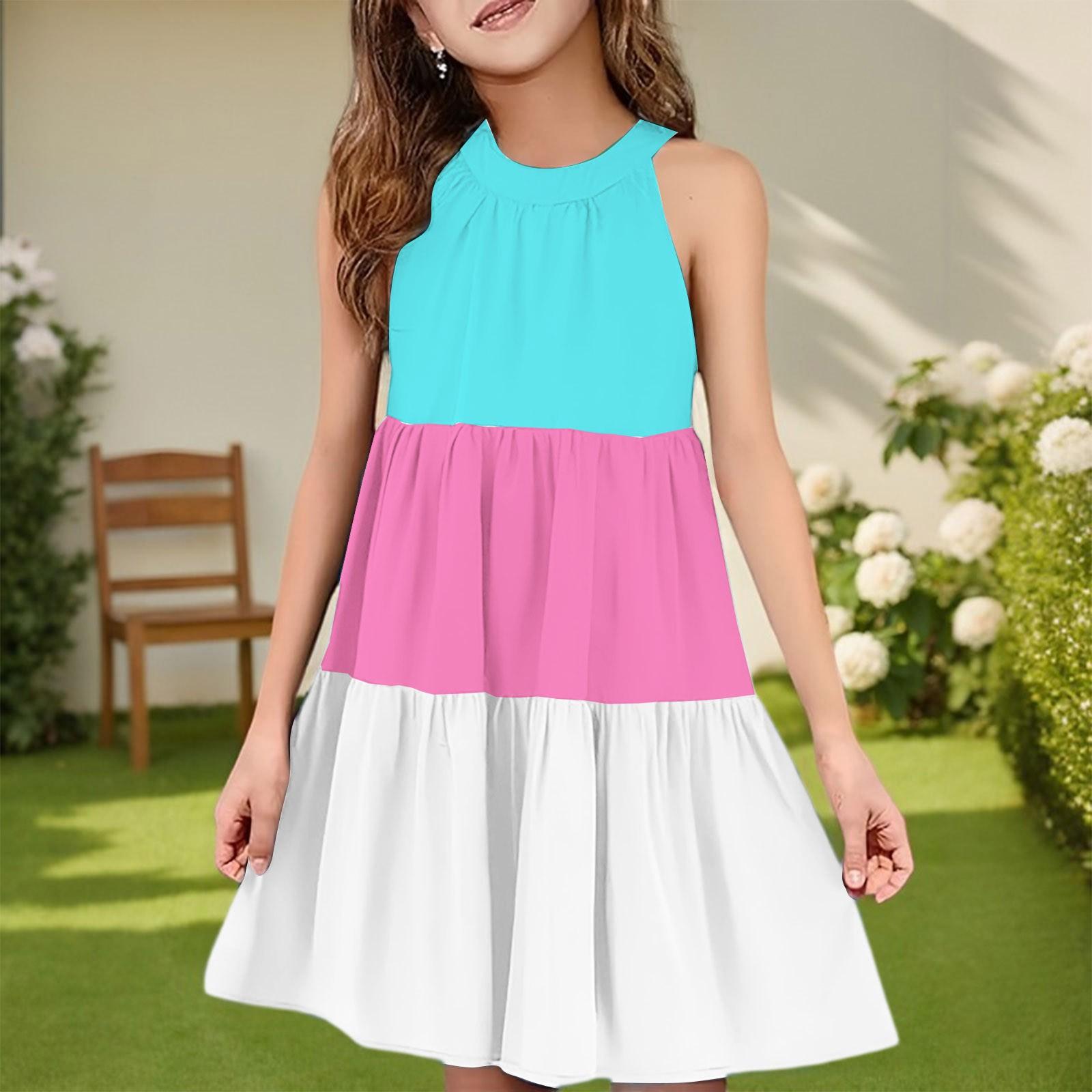 

Детское летнее повседневное модное платье без рукавов с круглым вырезом 140