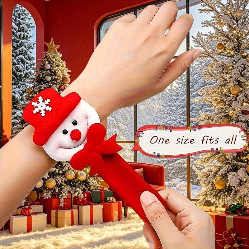 10pcs Christmas Clap Bracelets - Holiday Party Gifts with Various Santa Claus, Snowman, and Reindeer Designs