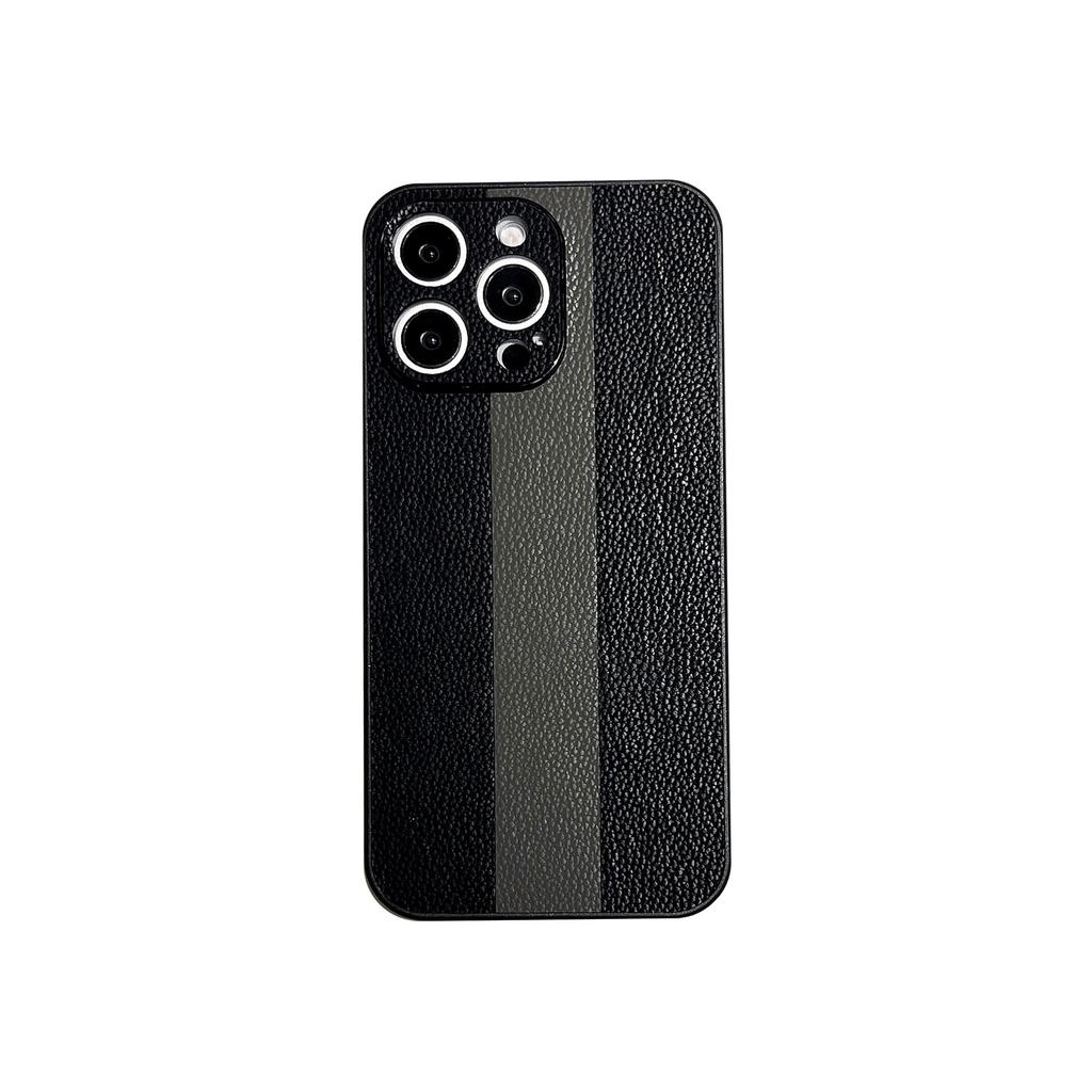 Applicable To Apple 15promax Color-blocking Lambskin Mobile Phone Case IPhone 14 Creative Leather 13 Protection Case