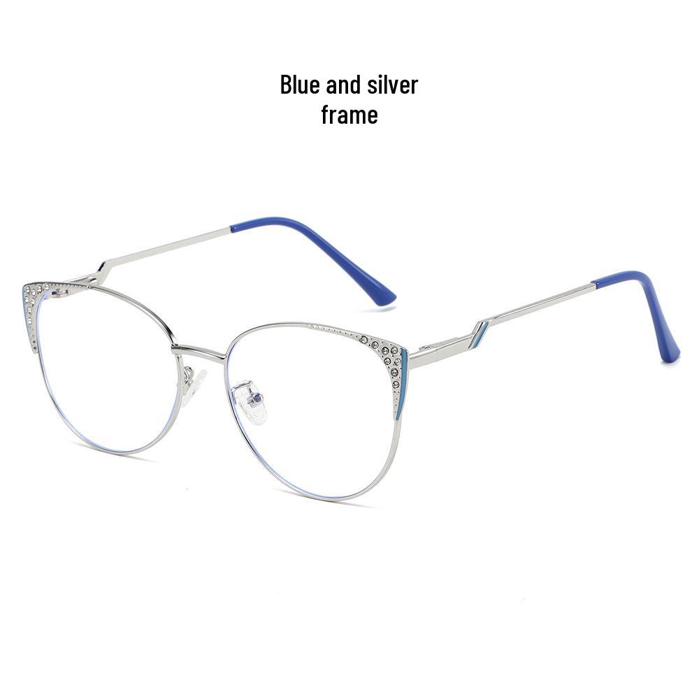 European & American Rhinestone Cat Eye Anti-Blue Light Glasses Anti-Blue Light