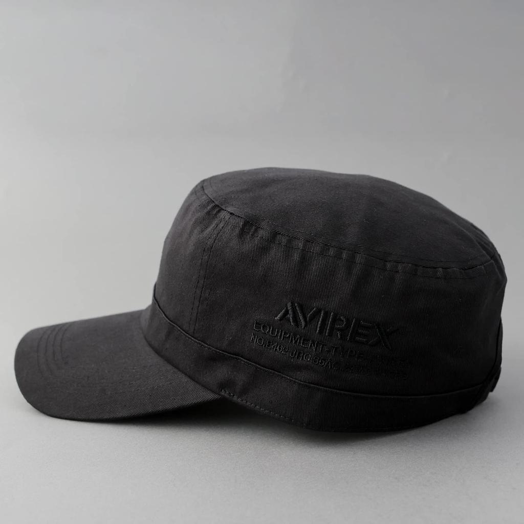 AVIREX Custom Number Embroidery Military Work Cap 2 Sizes XL Big Size Hat Deep Men's Big Size 62cm Golf Cap (JP, Alphabet, M, Black X Black)