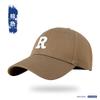 Fashionable and Versatile Letter-patterned Pure Cotton Hard-brimmed Baseball Cap Brown