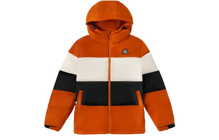 Vans Letter Colorblock Hooded Down Jacket Unisex Orange Couple s VN0A54HONC8 XL