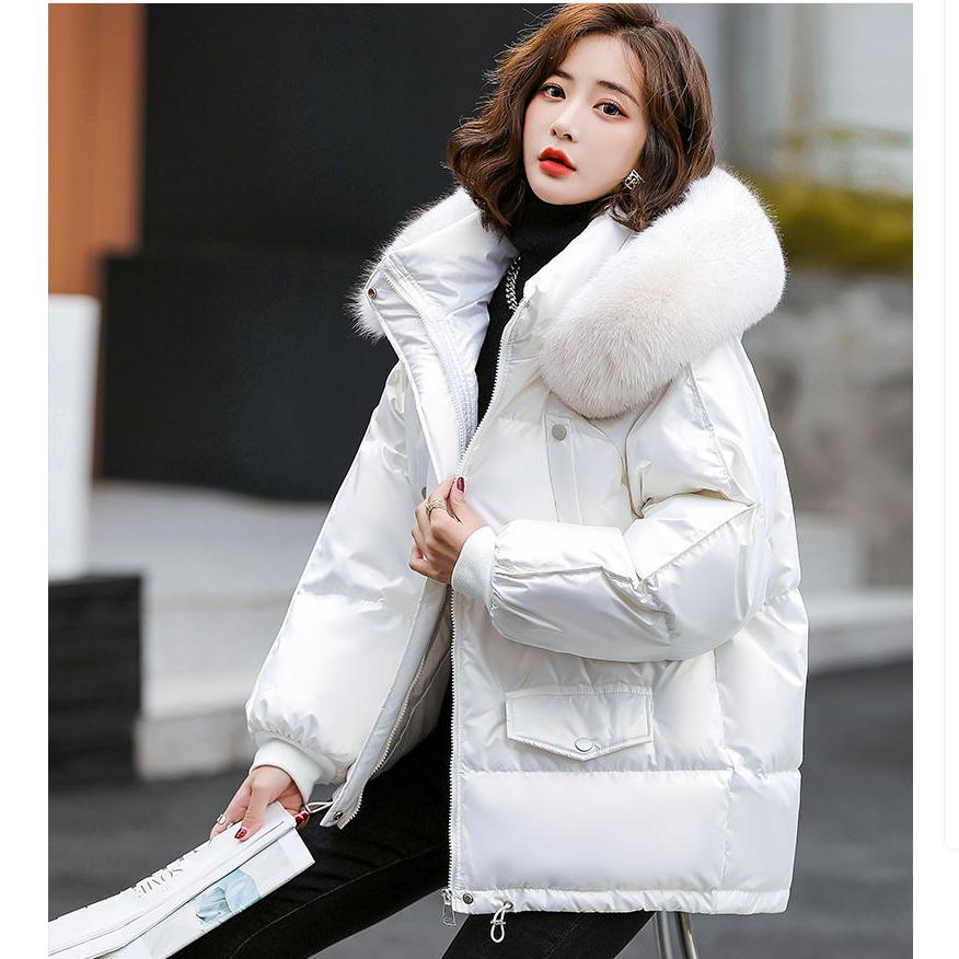 

Disposable Down Padded Jacket Women s Short Korean Fashion Glossy Padded Jacket Loose Western Style Warm Jacket Trend XXL белый