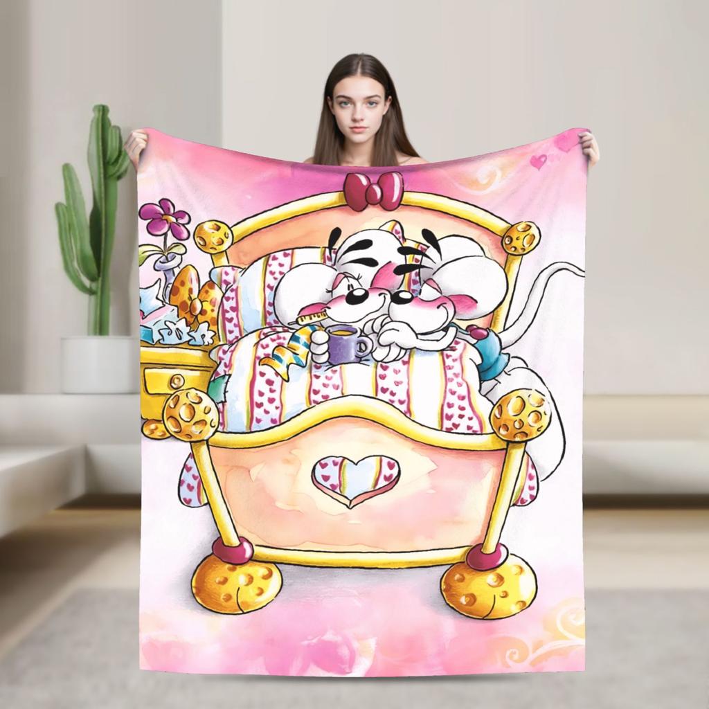 Diddl Cartoon Red LOVE Blankets Quality Soft  Throw Blanket Winter Travel Couch Bed Comfortable Bedspread