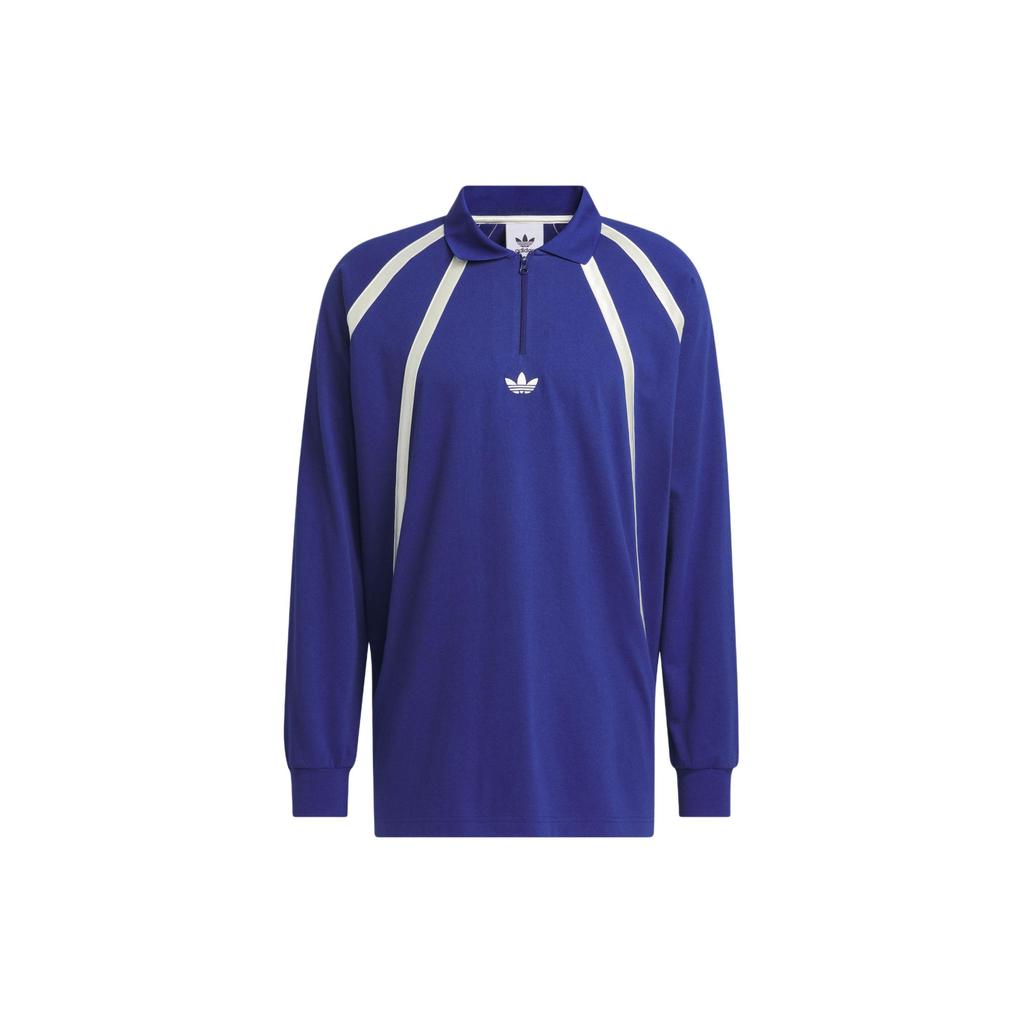 Adidas Originals Rugby Long Sleeve Polo Shirt Unisex Tops Blue IR6378