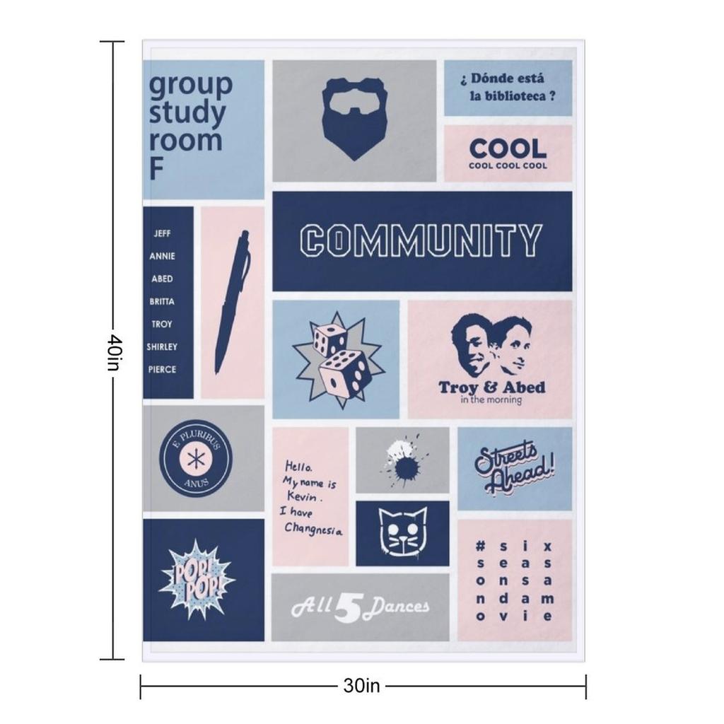 community collage gray / blue Throw Blanket Sofa Quilt Moving Soft Plush Plaid Travel Blankets