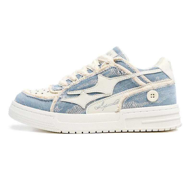 

2024 новые летние кроссовки для скейтбординга, мужские повседневные универсальные джинсовые туфли для пары, парусиновые туфли, нишевая звезда, подходящая по цвету, модная обувь 44 синий